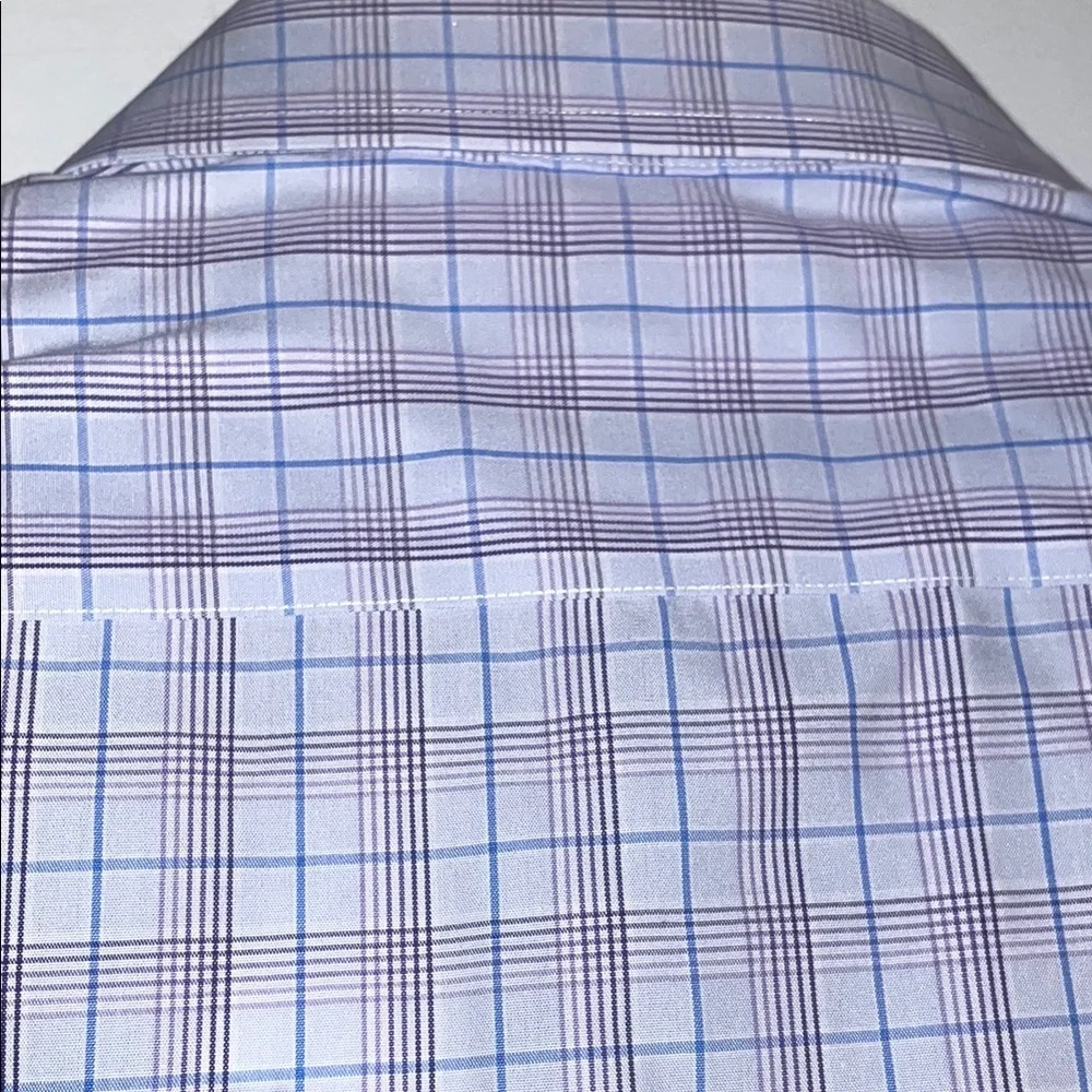 Men's Purple Plaid Shirt slim fit career shirt size small 100% cotton spring